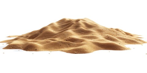 A small mound of sand sits on a white surface, with a subtle texture and color