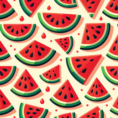 seamless pattern of watermelon slices