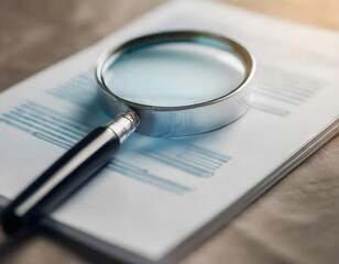 Magnifying glass, concept of information search and document authentication. Zoom object.