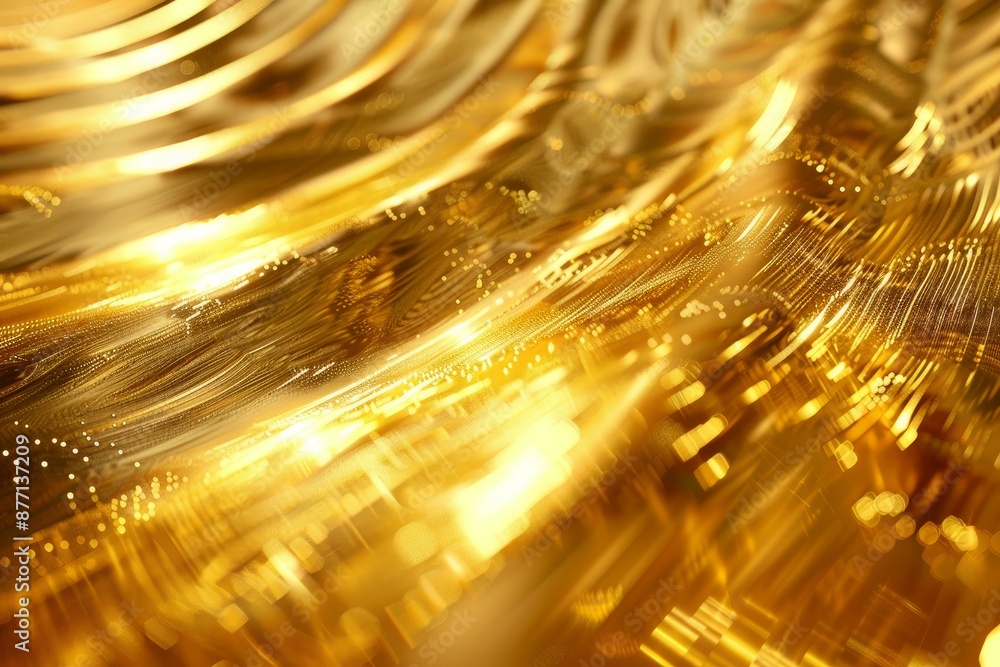 Aufkleber luxurious golden abstract waves background with shiny metallic texture and elegant motion for modern