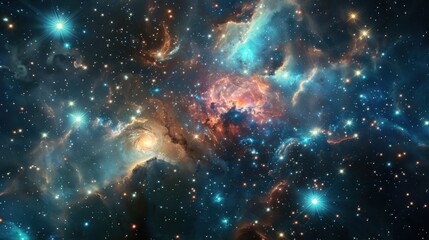 Fototapeta premium Cosmic Dreamscape: Mesmerizing Galaxy Background with Twinkling Stars, Nebulae, and Celestial Art of Infinite Beauty