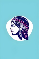 a vector image of an indian, native, aboriginal, head logo, Traditional, Cultural, Tribal, Icon, Symbol, Design, Art, Graphic, Illustration, Emblem, Heritage, Ethnic, Indigenous, Chief, bold