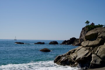 Rocky landscape of Katsurahama Beach