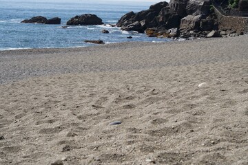 Close-up of the sandy beach at Katsurahama