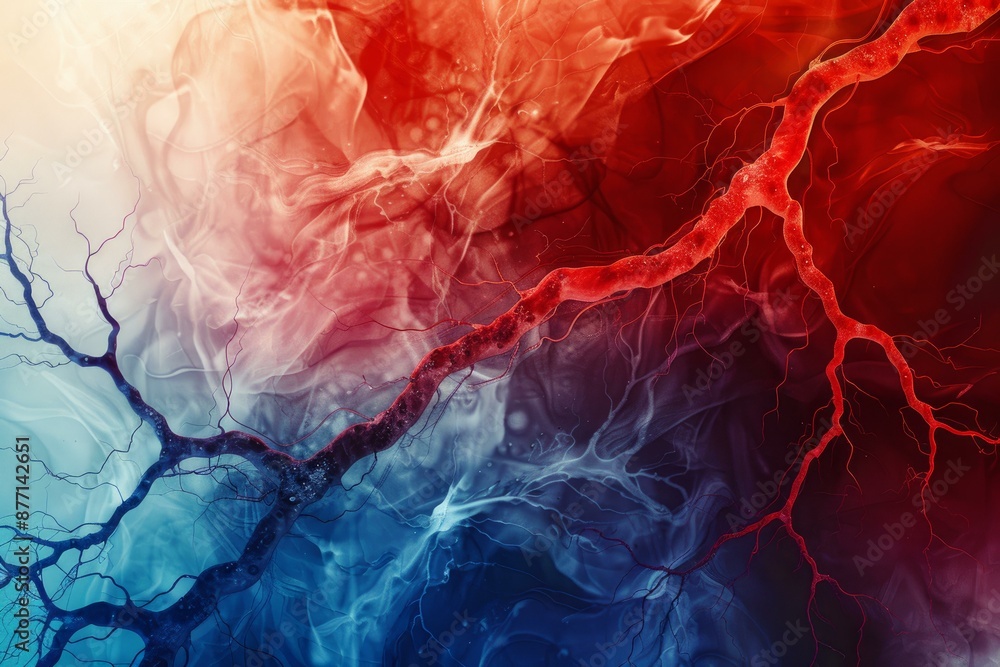 Poster vibrant and colorful abstract neural network background illustration with interconnected neurons and
