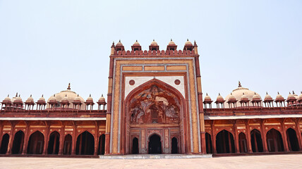 Front view of Jama Masjid, the iconic 1570s mosque built by Akbar, Fatehpur Sikri, Uttar Pradesh,...
