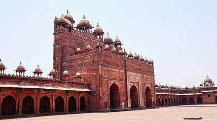 Inside view of Buland Darwaza of the iconic 1570s mosque Jama Masjid, built by Akbar, Fatehpur Sikri, Uttar Pradesh, India.