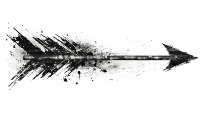 Arrow Isolated. Black Grunge Arrow on White Background with Abstract Design
