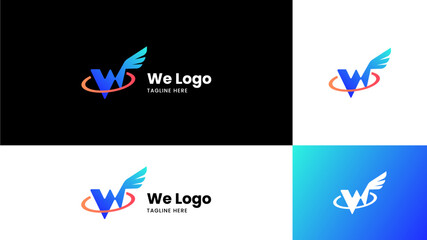 Abstract Gradient Vector logo. W letter Logo. We logo.