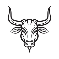 Bull vector line icon, animal head vector line art. bull head isolated on white