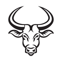 Bull Head Vector Images. Black and white Bull head logo design on white background