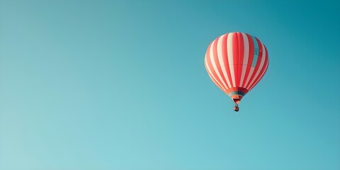 Naklejka premium Colorful hot air balloon with whimsical shapes floating in the sky. Concept Hot air balloon, sky, whimsical, shapes, colorful