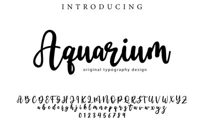 Aquarium Font Stylish brush painted an uppercase vector letters, alphabet, typeface