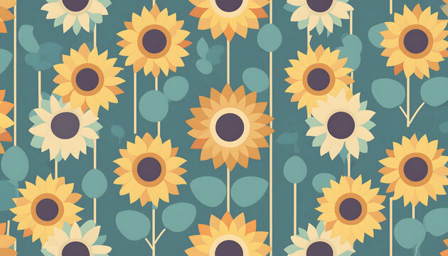 retro, style, pattern, blumen, blume, sonnenblume, 60s, urkonisch, neu, Hintergr&uuml;nde, mustern, s&uuml;ss, niedlich, blau, gelb, haben, flagge, national, design, gestalten, entwerfen, vintage, sonne, banner