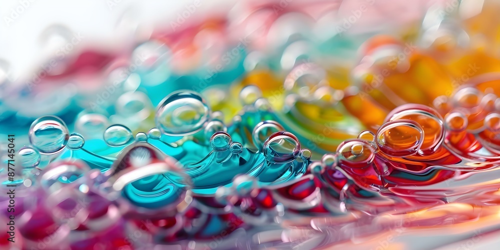 Poster colors and patterns in abstract art showcase light reflecting and interfering in layers. concept abs