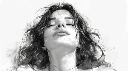 Fototapeta premium Artistic grayscale illustration of a woman