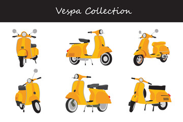 Obraz premium scooter collection. scooter in different poses. Vector illustration.