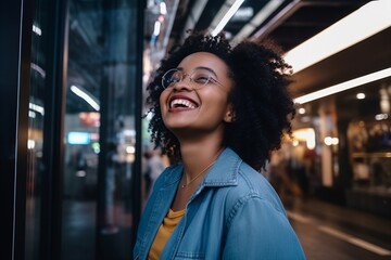 Portrait of a beautiful young african american woman smiling in the city