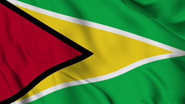 A beautiful view of the Guyana flag video. 3d flag-waving video. Guyana flag 4K resolution.