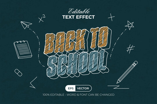 Back To School Text Effect Chalk Style. Editable Text Effect.
