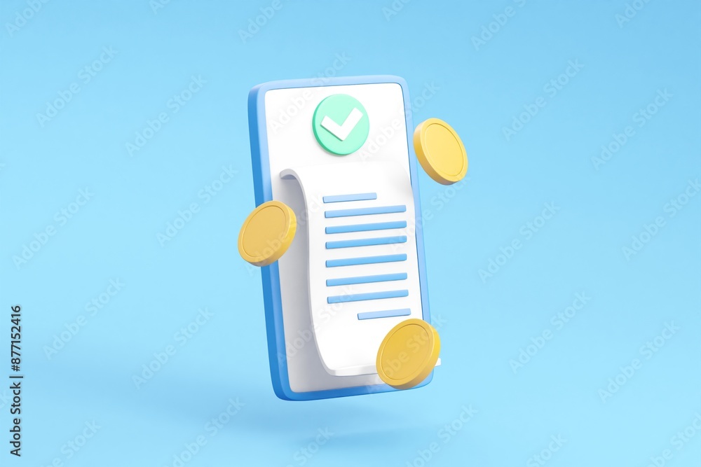 Poster a sleek 3d render illustrating the convenience of digital payments with floating elements of a smart