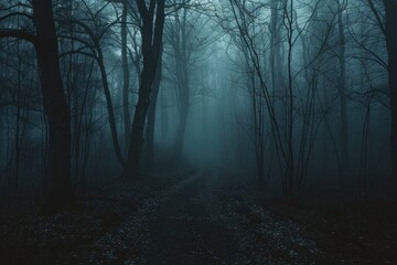 Fototapeta premium A path winding through a dark forest