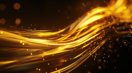 Obraz premium A bright and warm image with a yellow and black background featuring some lights, ideal for use in designs related to energy, technology or entertainment