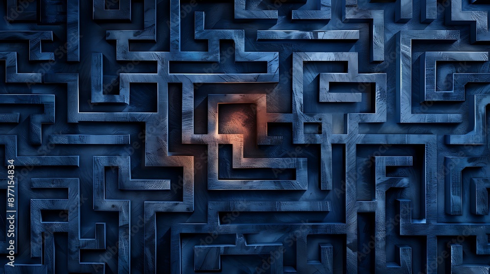 Poster a dual-colored maze with two starting points that never meet, symbolizing conflict and divergent pat