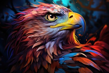 Vector Art Pop of Colorful Eagle Head, generative IA