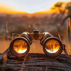 binoculars on the grass