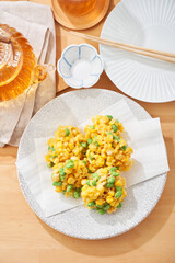 とうもろこしと枝豆のかき揚げ