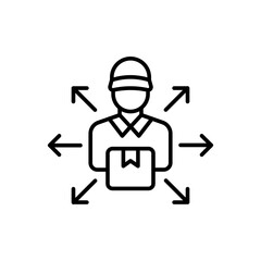 Distribution courier outline icons, minimalist vector illustration ,simple transparent graphic element .Isolated on white background