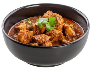 Fototapeta premium A hearty bowl of stew filled with meat and garnishes, ready to be devoured