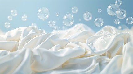 Ethereal Fabric Landscape with Dreamy Bubbles in Serene Ambience