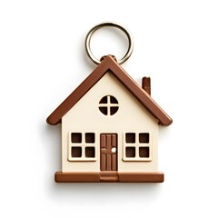 House key chain on white background