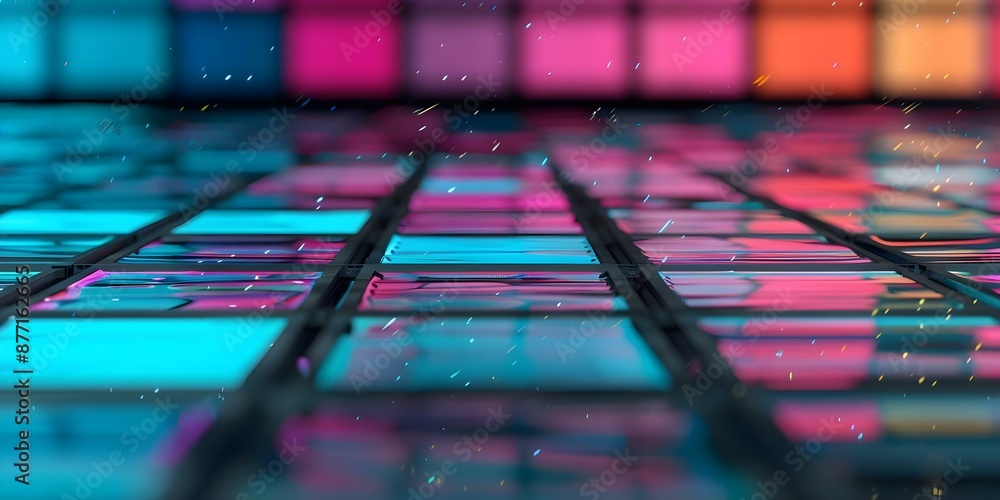 Poster abstract distorted tv color bars glitch effect background with vhs dead pixels. concept abstract art