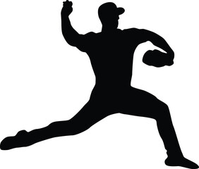 full body baseball player silhouette illustration