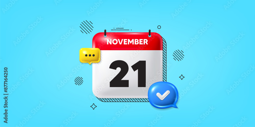 Poster calendar date of november 3d icon. 21th day of the month icon. event schedule date. meeting appointm