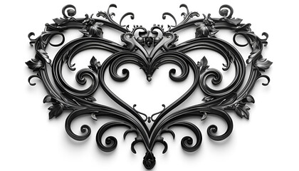 Gothic Heart Art Black isolated on white background