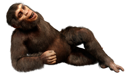 Naklejka premium 3D Rendering Chimpanzee on White