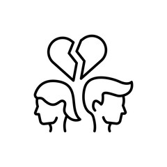 Divorce outline icons, minimalist vector illustration ,simple transparent graphic element .Isolated on white background