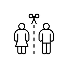 Divorce outline icons, minimalist vector illustration ,simple transparent graphic element .Isolated on white background