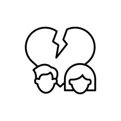 Divorce outline icons, minimalist vector illustration ,simple transparent graphic element .Isolated on white background