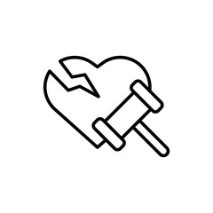 Divorce outline icons, minimalist vector illustration ,simple transparent graphic element .Isolated on white background