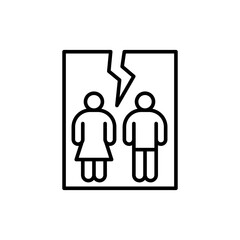 Divorce outline icons, minimalist vector illustration ,simple transparent graphic element .Isolated on white background