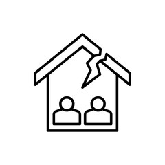 Divorce house outline icons, minimalist vector illustration ,simple transparent graphic element .Isolated on white background
