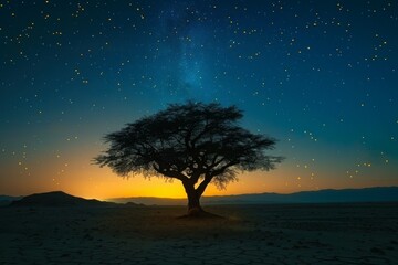 Fototapeta premium Starlit Tree in Desert