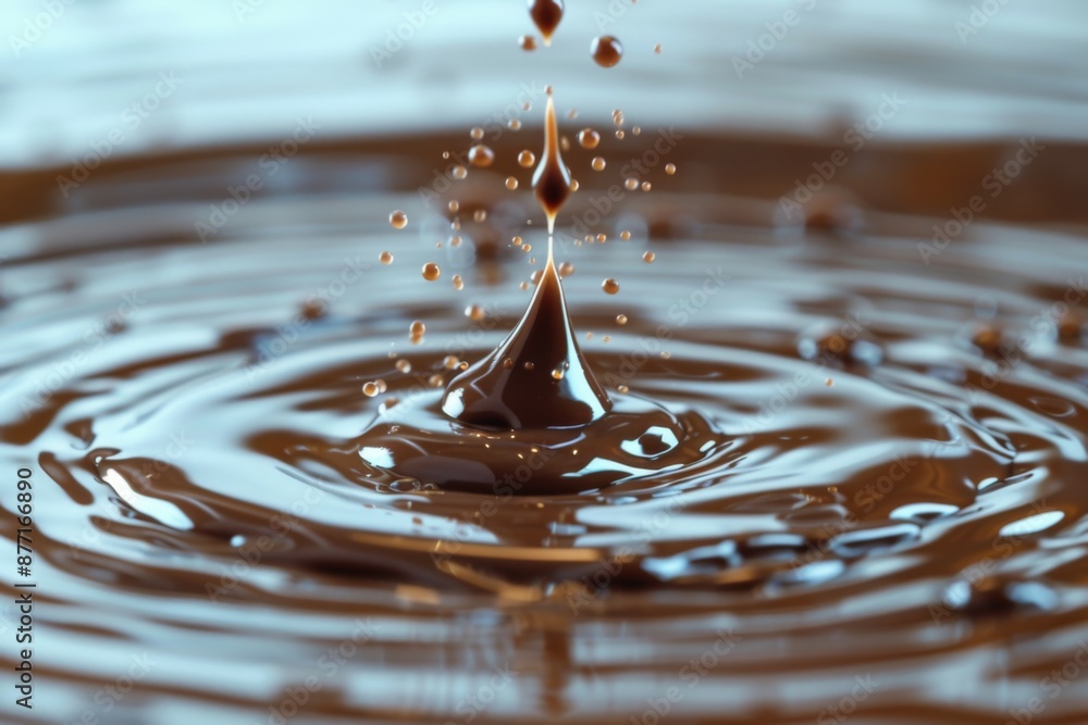 Wall mural Chocolate splash with droplets