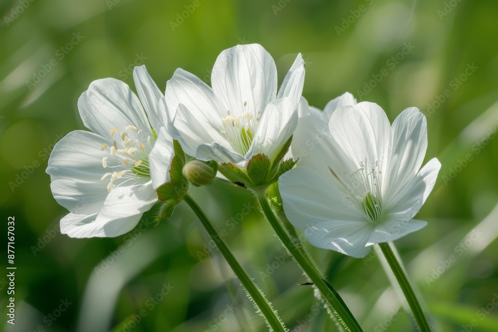 Wall mural White Wildflowers in Bloom