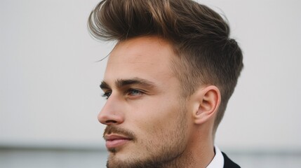 Obraz premium An LGBTQ man with a neat side part, looking professional